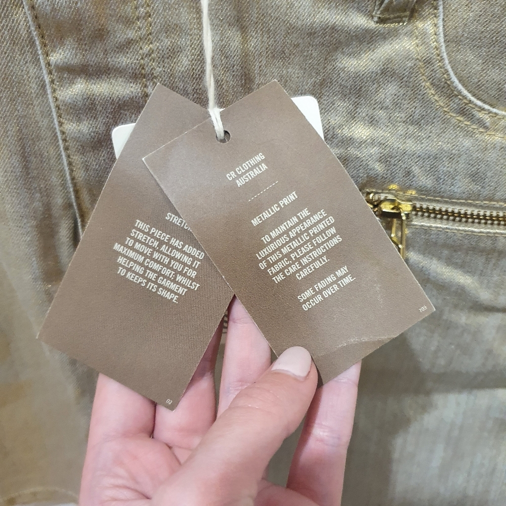 BNWT Country Road Gold Metallic Skirt Size 16 - Picture 3 of 9
